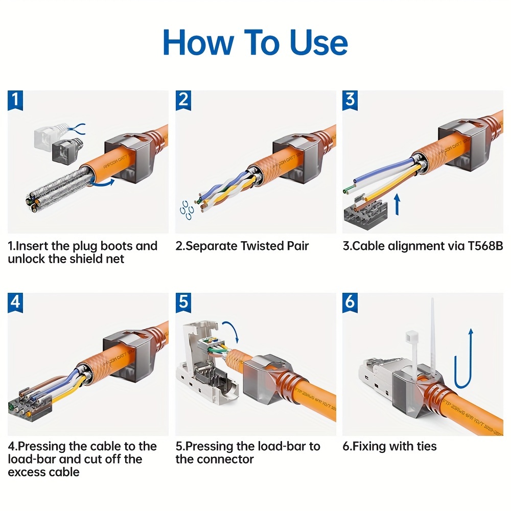 Connecteur RJ45 Cat 7, blindé FTP, avec insert, 8 contacts, plaqué or