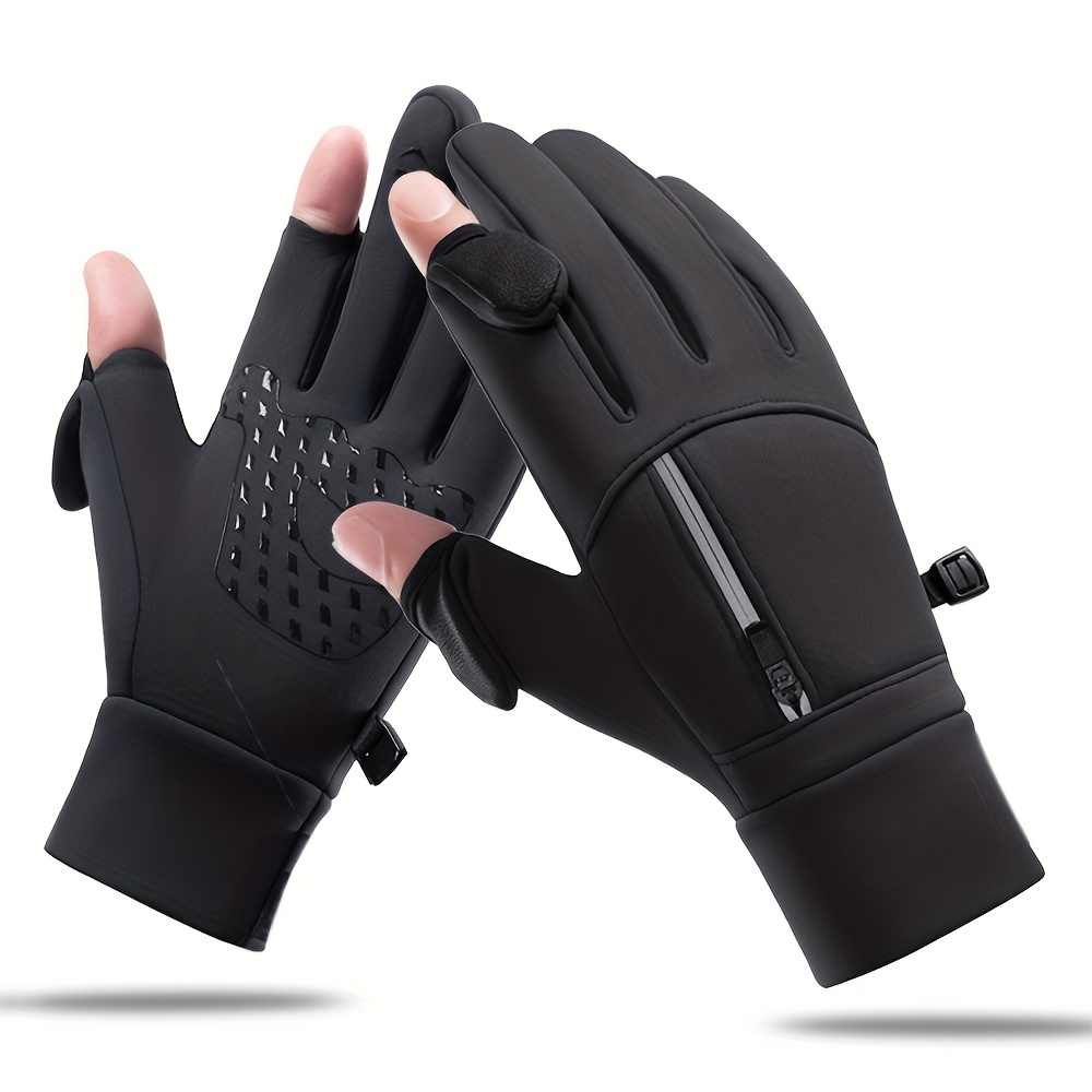 1pair Winter Windproof Waterproof Touch Screen Warm Gloves, For Outdoor Cycling, Fishing, Running, Skiing