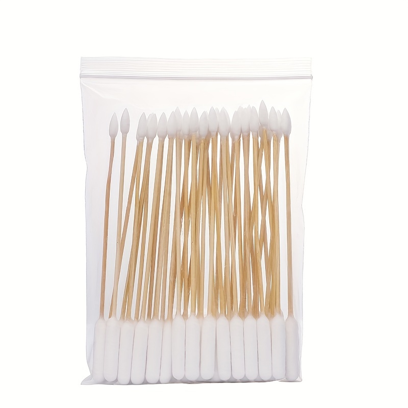 50pcs/bag Gentle Pet Ear Cleaning Cotton Swabs - Double-Headed, Wooden Handle, Uncharged, Soft and Absorbent Cotton for Dogs Ear Hygiene and Care_voghion.com