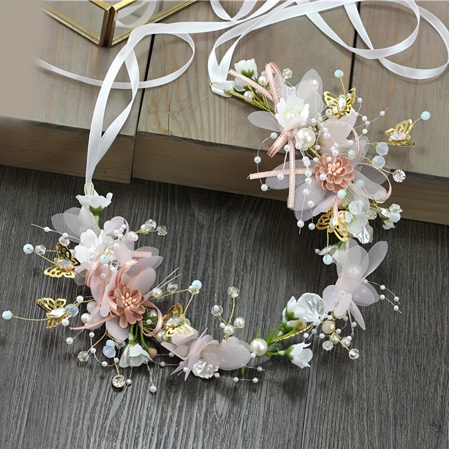 SET DI BRACCIALETTI, con corona fiori, per capelli, motivo floreale, EUR  30,83 - PicClick IT