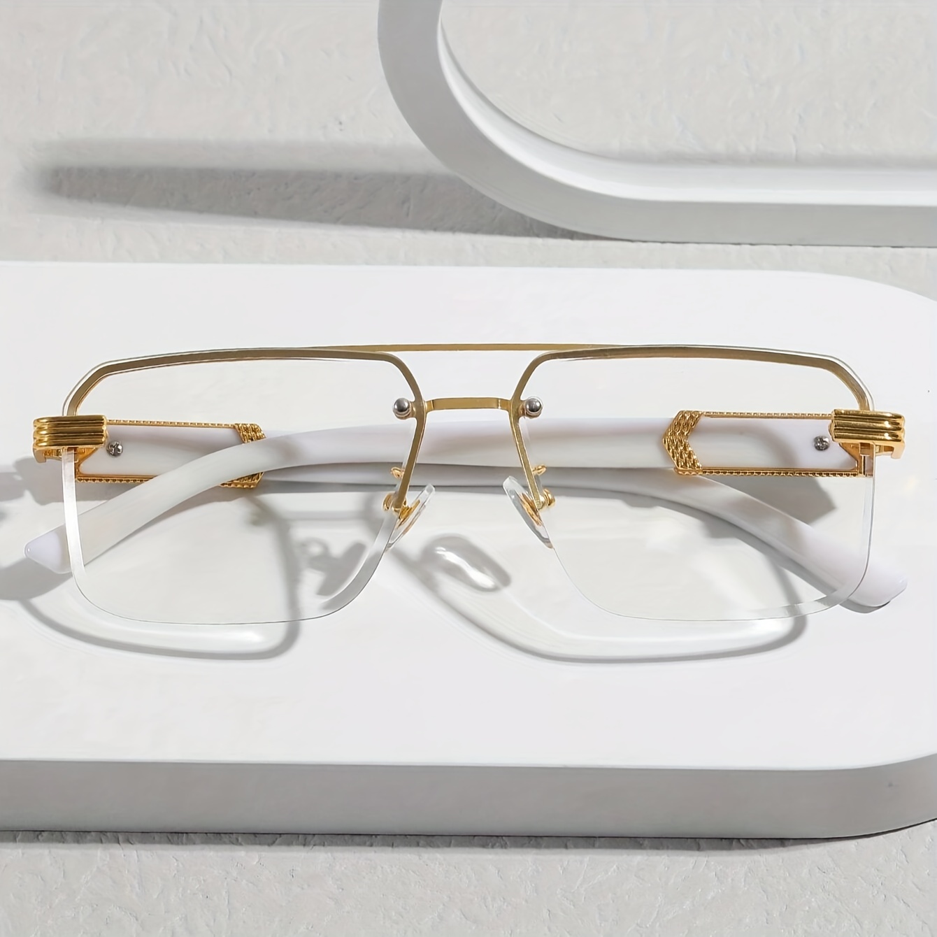 

Blue Light Blocking Glasses Double Bridge Semi Rimless Clear Lens Computer Glasses Spectacles For Women Men