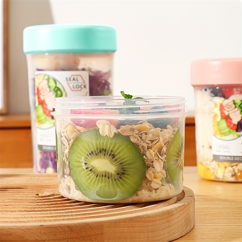 Portable Salad Cup Double Oatmeal Cup Yogurt Nut Fat-reduced Vegetable  Fruit Box Cup With Lid Spoon Breakfast Cup Lunch Box - Temu