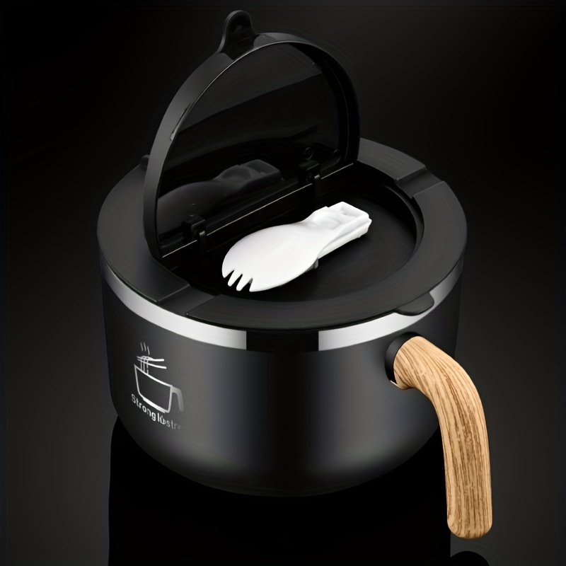 1200ml Stainless Steel Noodle Bowl with Lid & Handle
