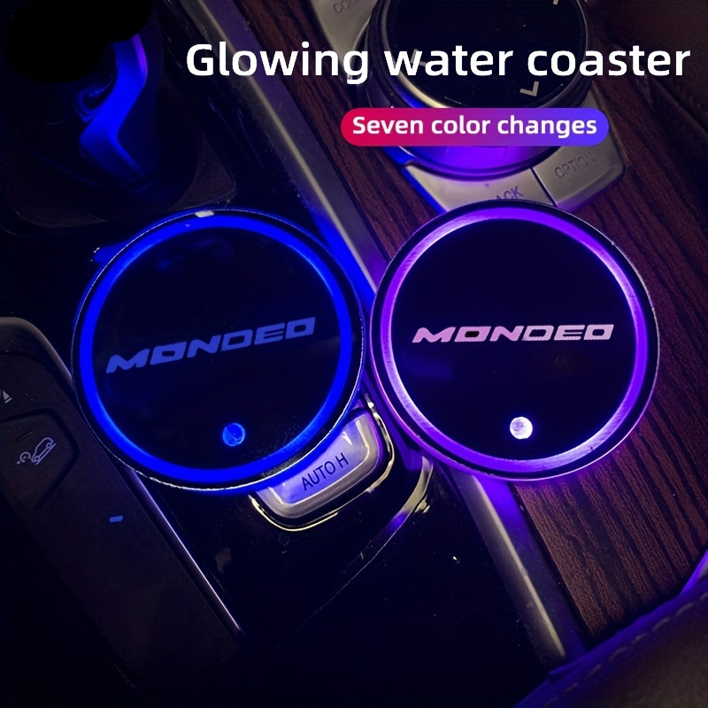 Luminous Car Water Cup Coaster Holder 7 Colors Usb Charging - Temu