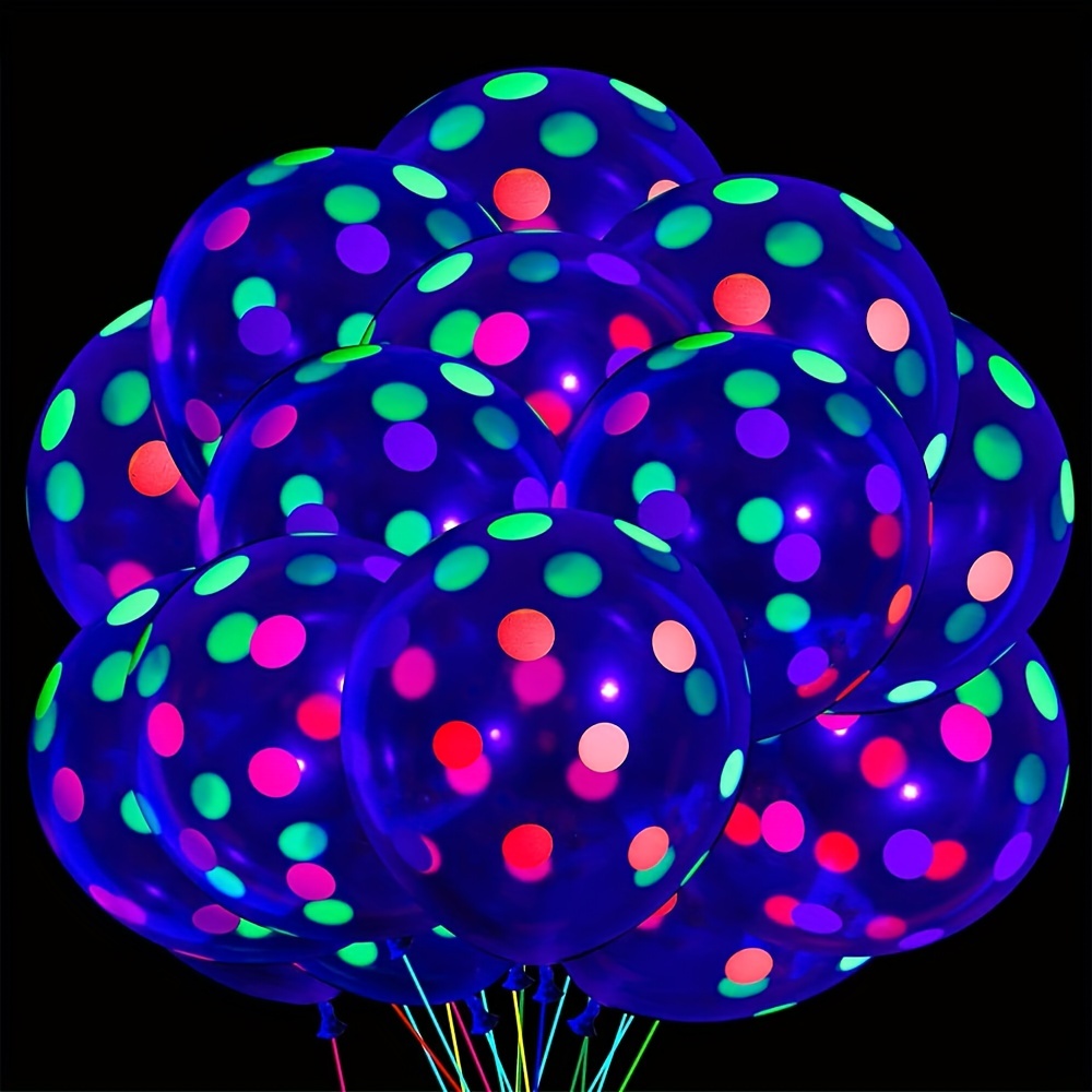 30pcs Neon Glow Long Balloons UV Reactive Fluorescent Balloons Magic  Balloons Birthday Black Light Party Decor