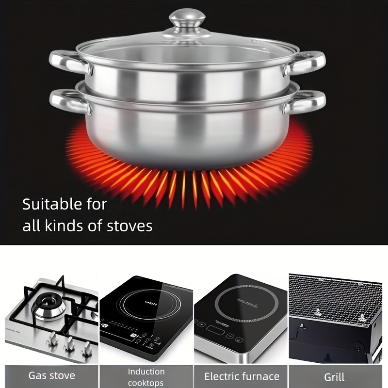 Household Large Steamer, Thickened All-in-one Stainless Steel Three-layer  Steamer, For Electromagnetic Stove, Gas Stove - Temu