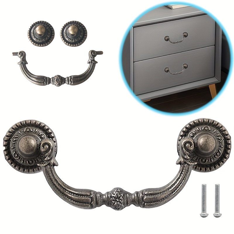 Tiradores de cajón estilo vintage CC de 4 pulgadas, tiradores de armario,  pomo de gabinete de bronce antiguo (centro de 4 pulgadas) (1 agujero de