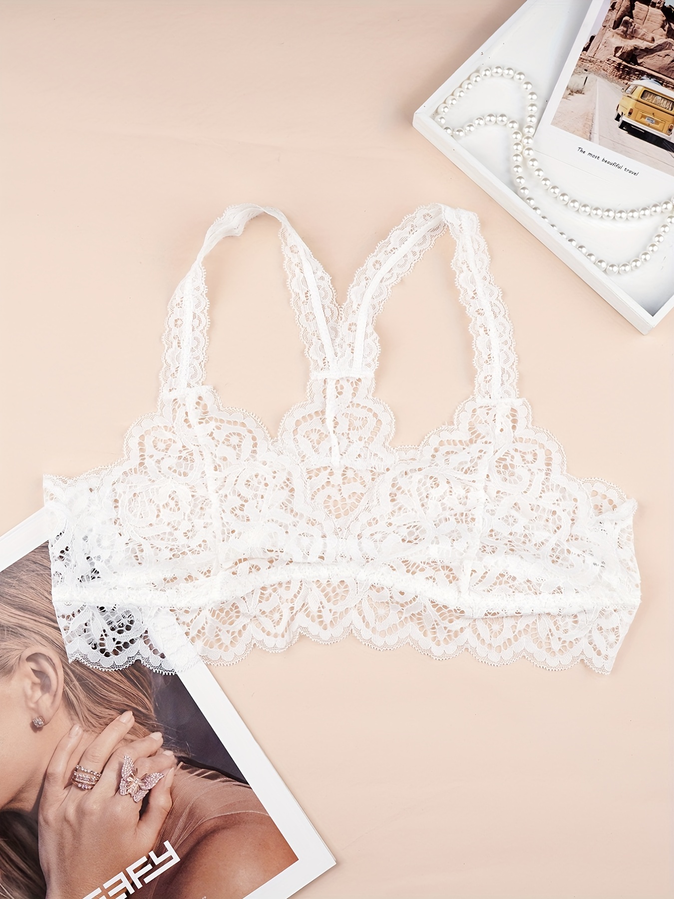 Bras French Eyelash Lace Hollow Out Sexy Underwear Female Thin Beauty Come  Back Prevent Sagging Long Bra Works From Ganjiuming, $30.03