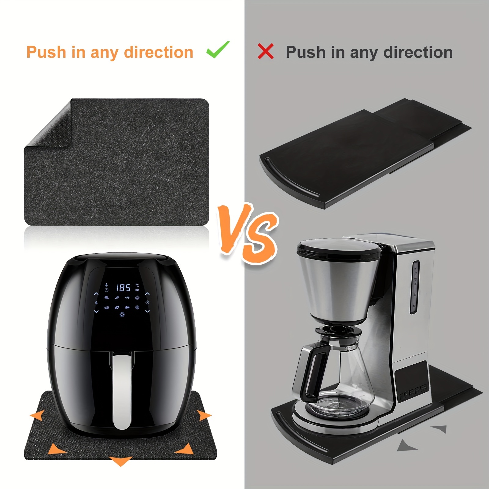 Kitchen Countertop Protector Appliance Slider Mat Air Fryer Heat Resistant Mat 2-Pack in Black