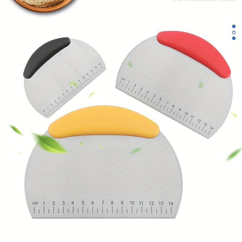 1pc, Household Kitchen Scraper With Scale, Stainless Steel Semi-round Bread  Knife, Baking Knife, Flour Scraper, Dough Scraper, Dough Cutter, Pizza Cut