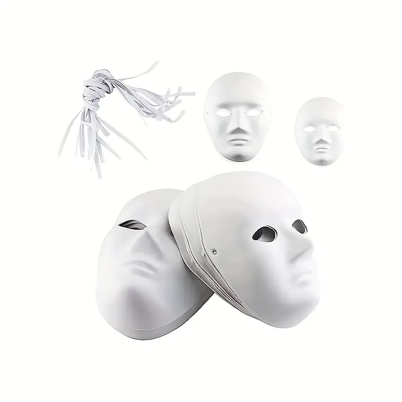 Diy Blank Mask Paintable Paper Mask White Mask Halloween - Temu