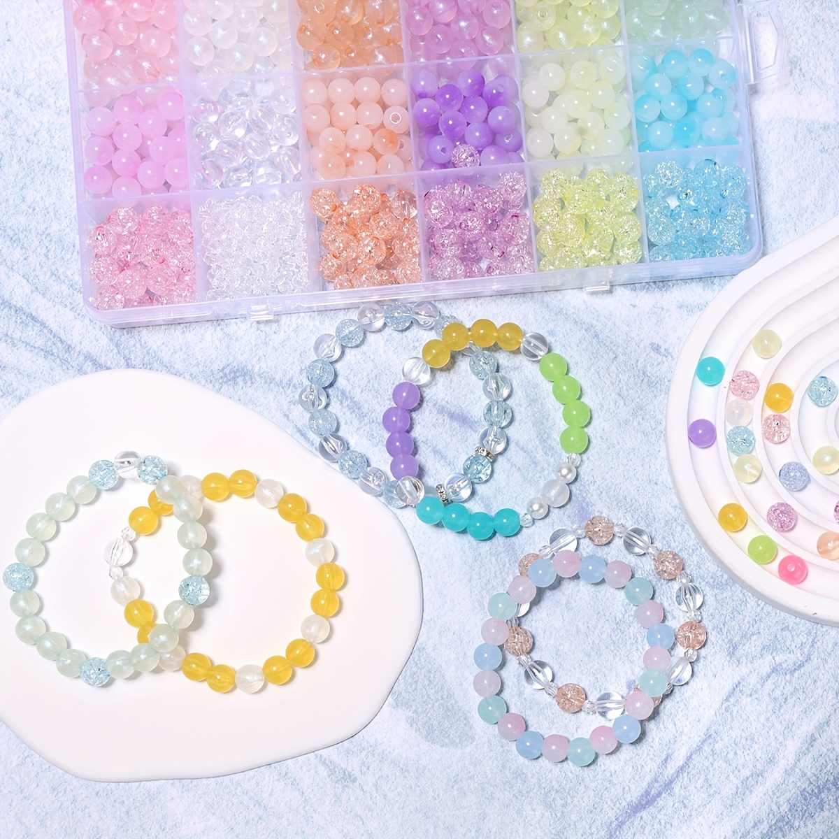 DIY Beads Bracelet Making Kit for Girls Bracelet Necklace Jewelry Making Kit,  DIY Bulk Acrylic Candy Colored Beads Jewelry Making, Birthday Gift