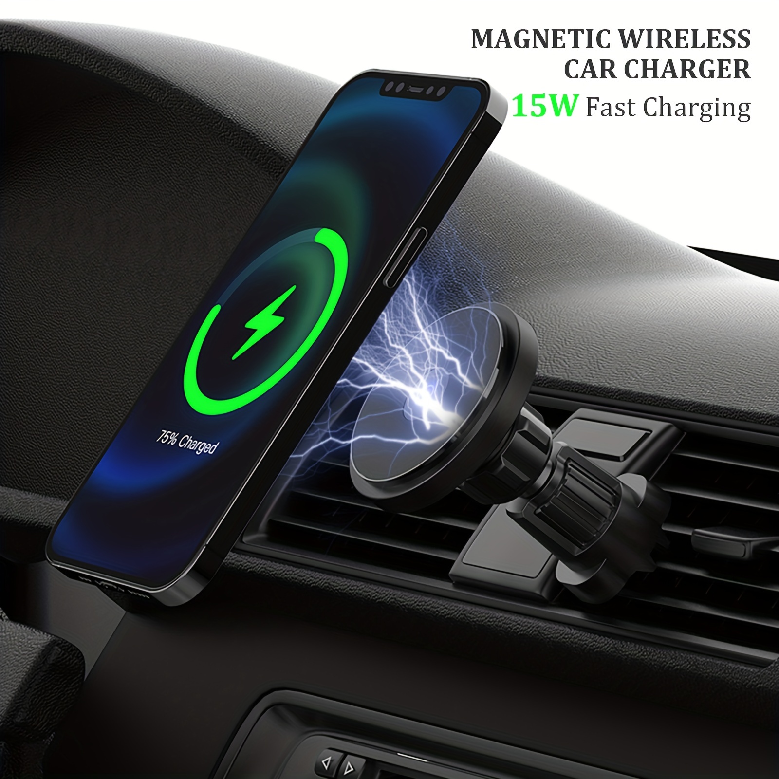 MagSafe Soporte para coche para iPhone, soporte de ventosa para cargador  inalámbrico de 15 W - Negro - Spain
