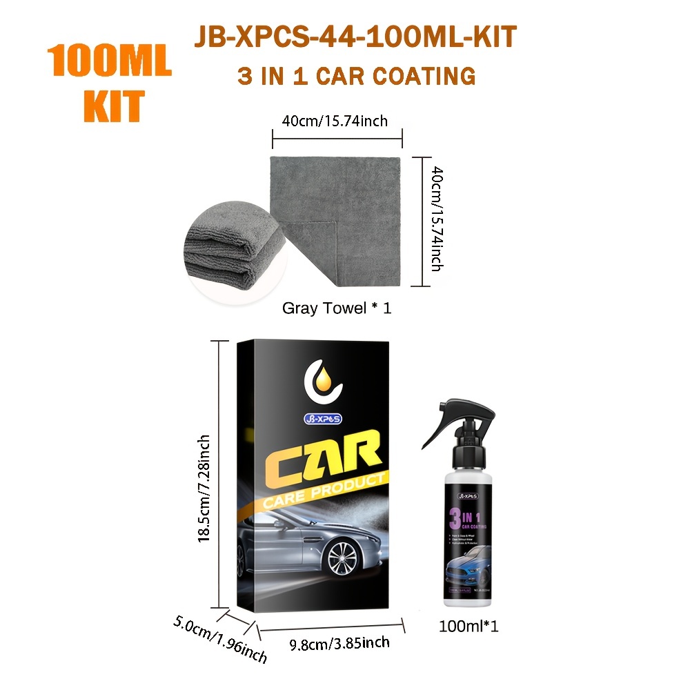 3 In 1 Quick Coat Ceramic Coating 100ML Car Wax Polish Spray
