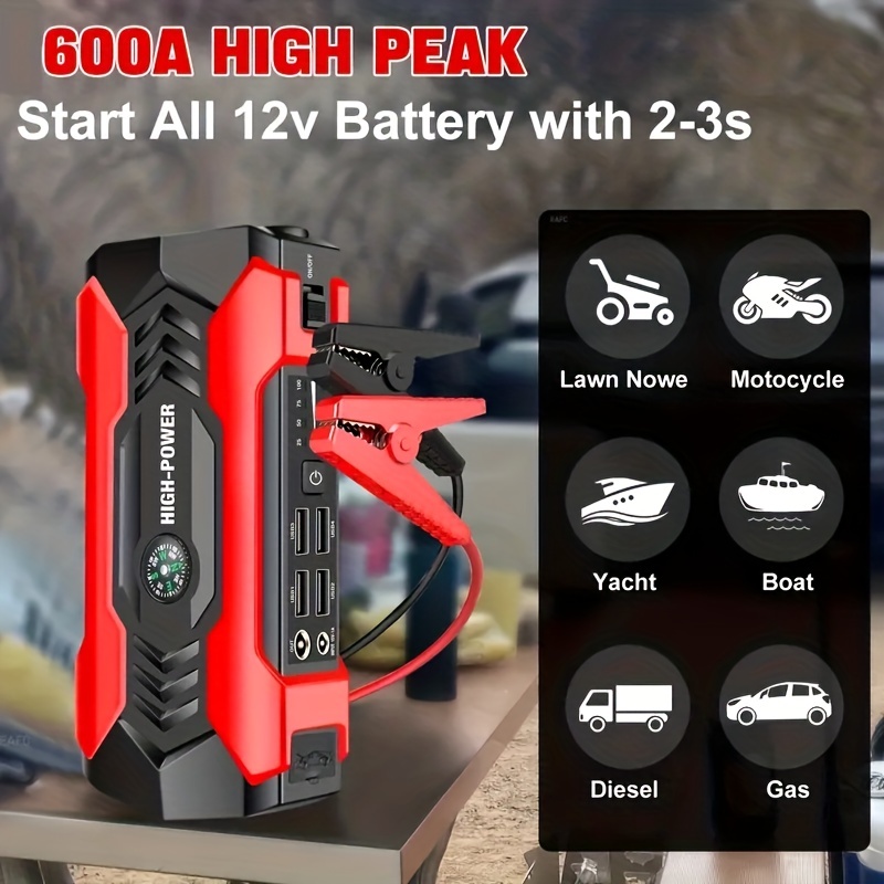 AA 12V 600A Car Van Battery Jump Starter Start Booster Compressor LED Power  Pack — UK Camping And Leisure