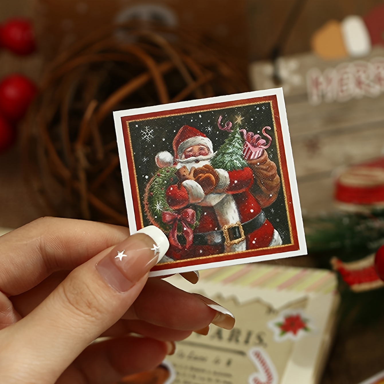 Christmas Stickers Creative Cartoon Santa Claus Stickers Diy - Temu