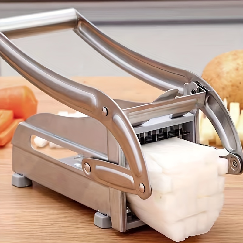 Stainless Steel Chopper Maker French Fry Cutter No-Slip Suction Base,  Commercial Grade Vegetable and Potato Slicer, Includes two Blade Size Cutter  Manual Cutter Cucumber Dicing Dicing Device 