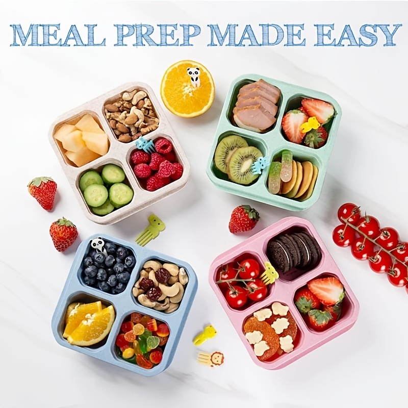 Snack Containers, 4 Compartment Lunchable Containers, Reusable Meal Prep  Snack Containers, Snack Bento Boxes For School, Work And Travel - Temu  United Arab Emirates