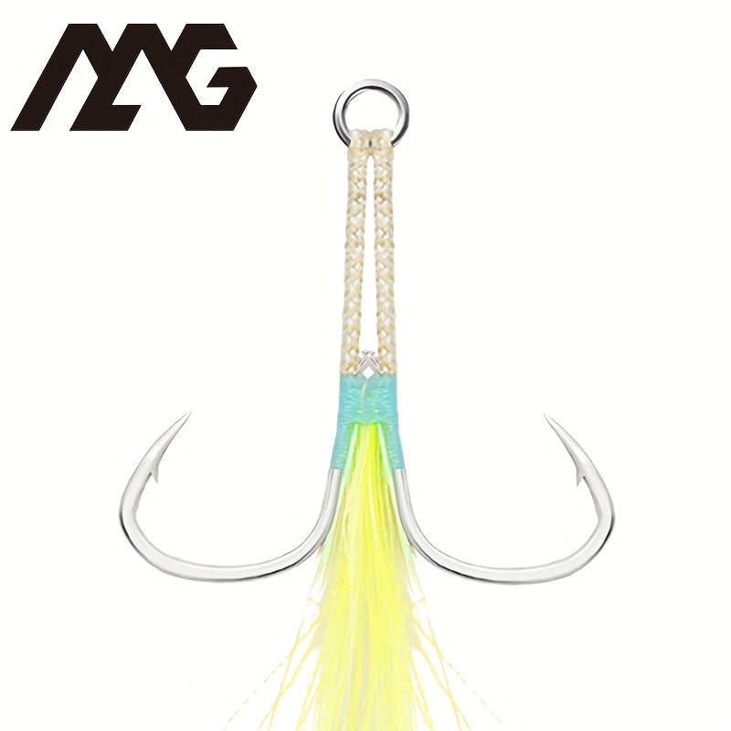 2 Pairs Fishing Double Assist Jig Hooks Steel Wire Line 1/0 2/0 3/0 5/0 7/0
