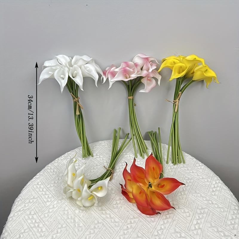 Kunstblumen Calla-Lilien – 10 Stück, Elfenbeinfarben, Mit Authentischer Oberfläche, Höhe Ca. 35 Cm