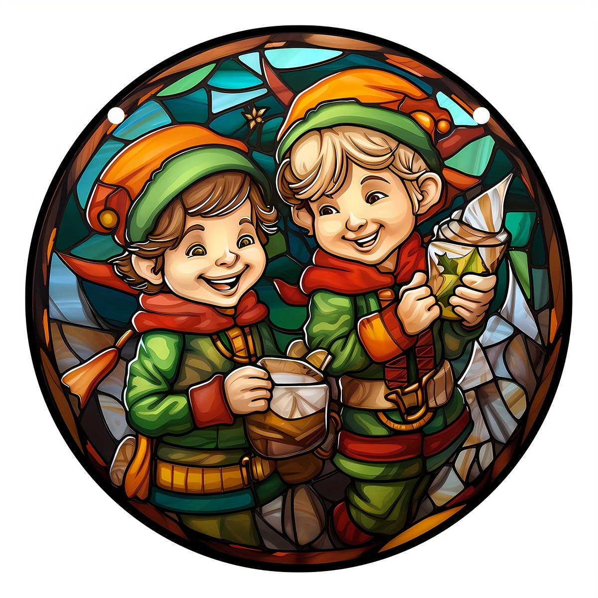 Gnome Stained Window Hangings Gnomes Christmas Elf Fall Home - Temu