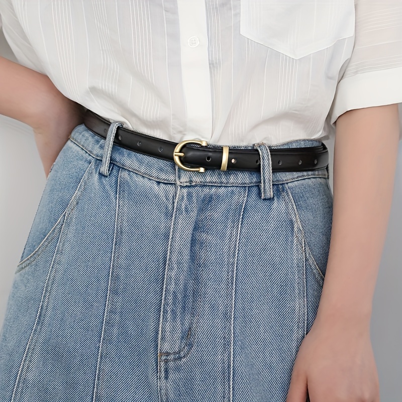 1pc Vintage Carved Buckle Women's Skinny Belt Simple Decoration For Jeans  Dress, Students And Youth