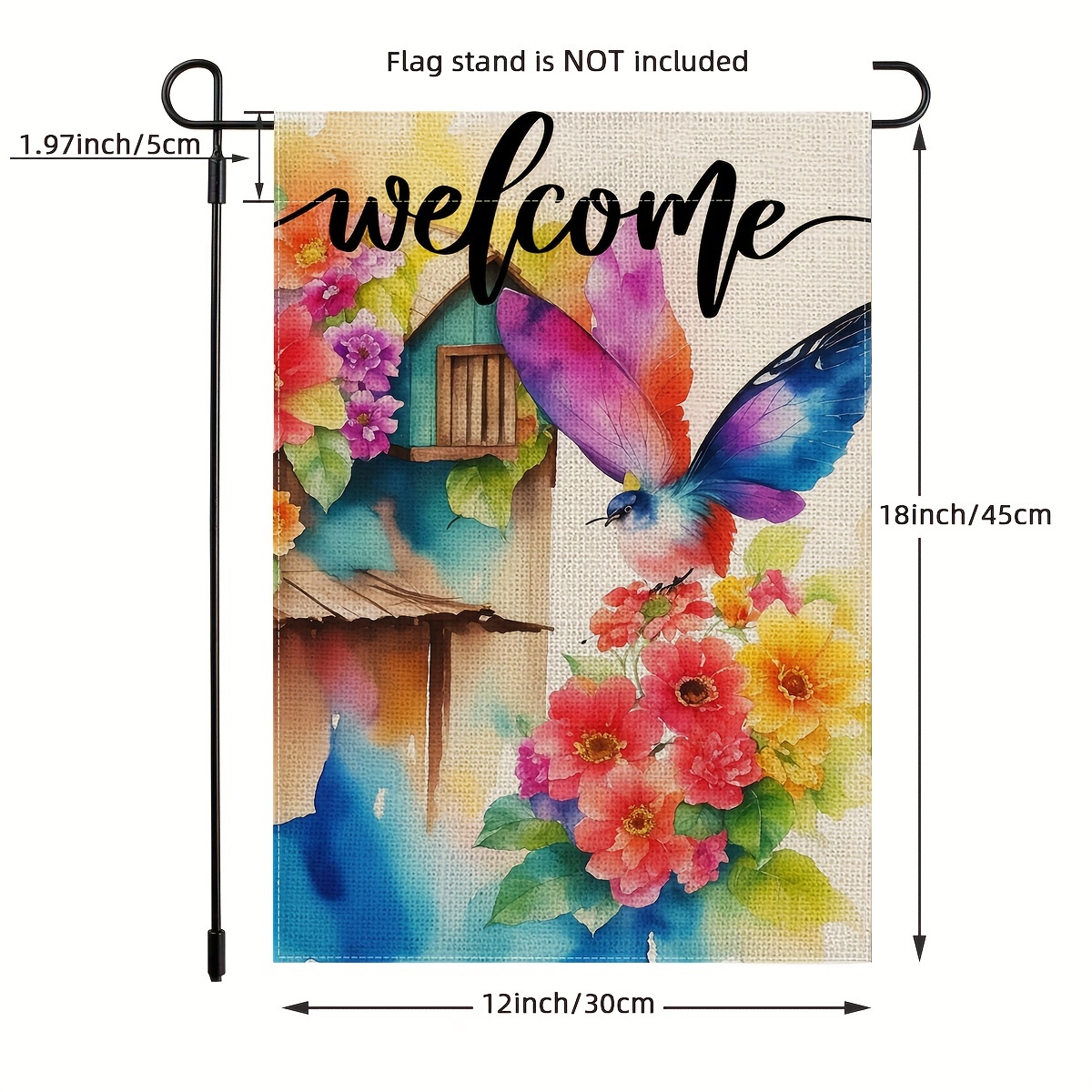 thumbnail image 2 of Spring Summer Garden Flag 12x18 Vertical Double Sided Colorful Farmhouse Holiday Outside Decorations Burlap Yard Flag 2 of 12