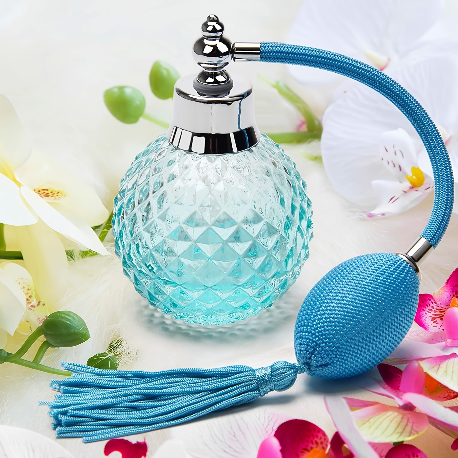 Vintage Crystal Perfume Spray Bottle 100ml with Long Tassel