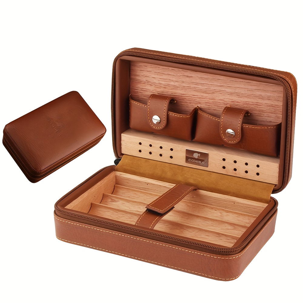 Wood Humidor Box Portable Humidor Cedar Wood Box - Temu