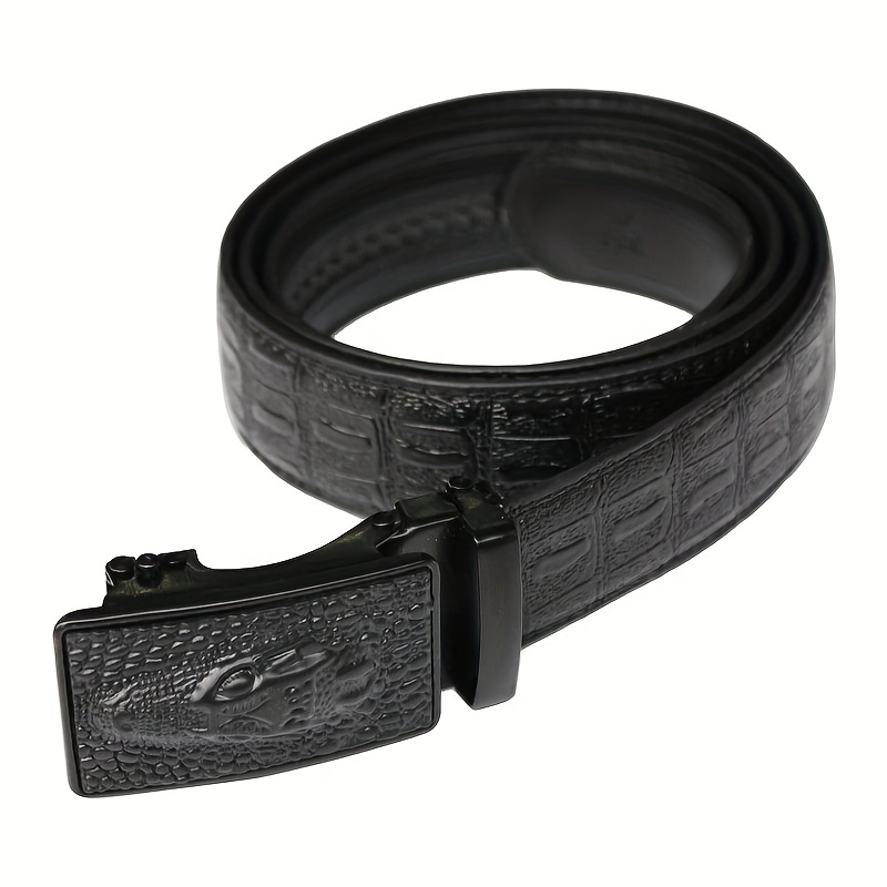 Crocodile Pattern Automatic Buckle Belt Faux Diamond Inlaid Belt Pu Leather  Business Suit Waist Strap - Temu Australia