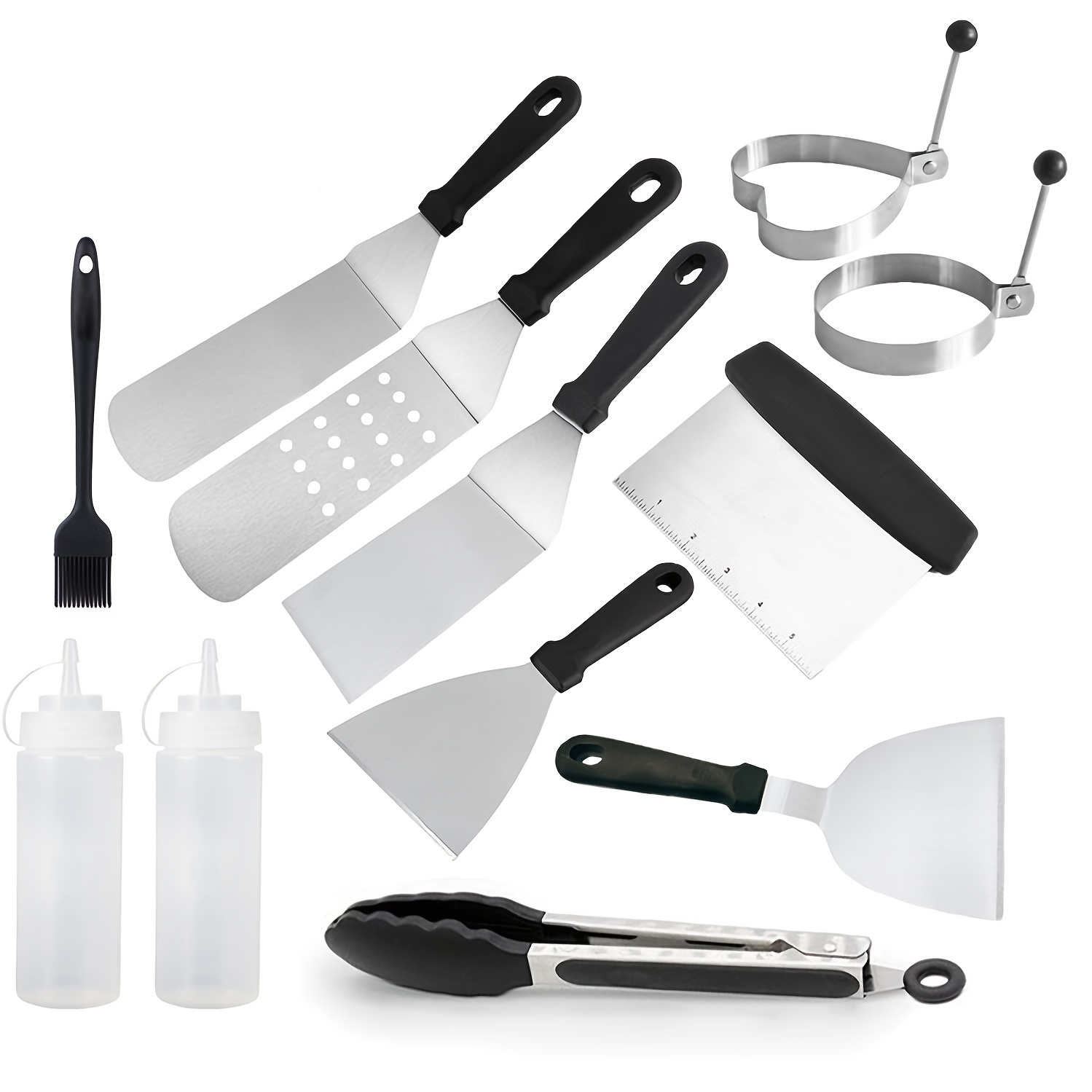 Griddle Accessories Kit, Flat Top Grill Accessories Set For Blackstone,  Stainless Steel Bbq Accessories With Griddle Spatula, Griddle Scraper,  Chopper, Bottles, Cleaning Set, Tong - Temu