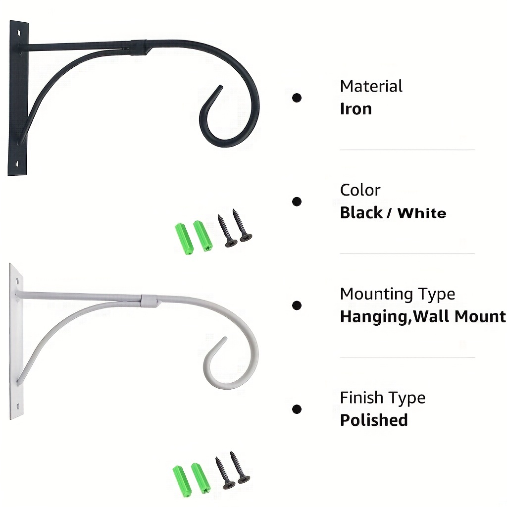 onepeng Wall Hook Hanging Plant Bracket 6-Inch Hanging Plant Hook Decorative Straight Plant Hanger for Bird Feeders Planters Lanterns Wind