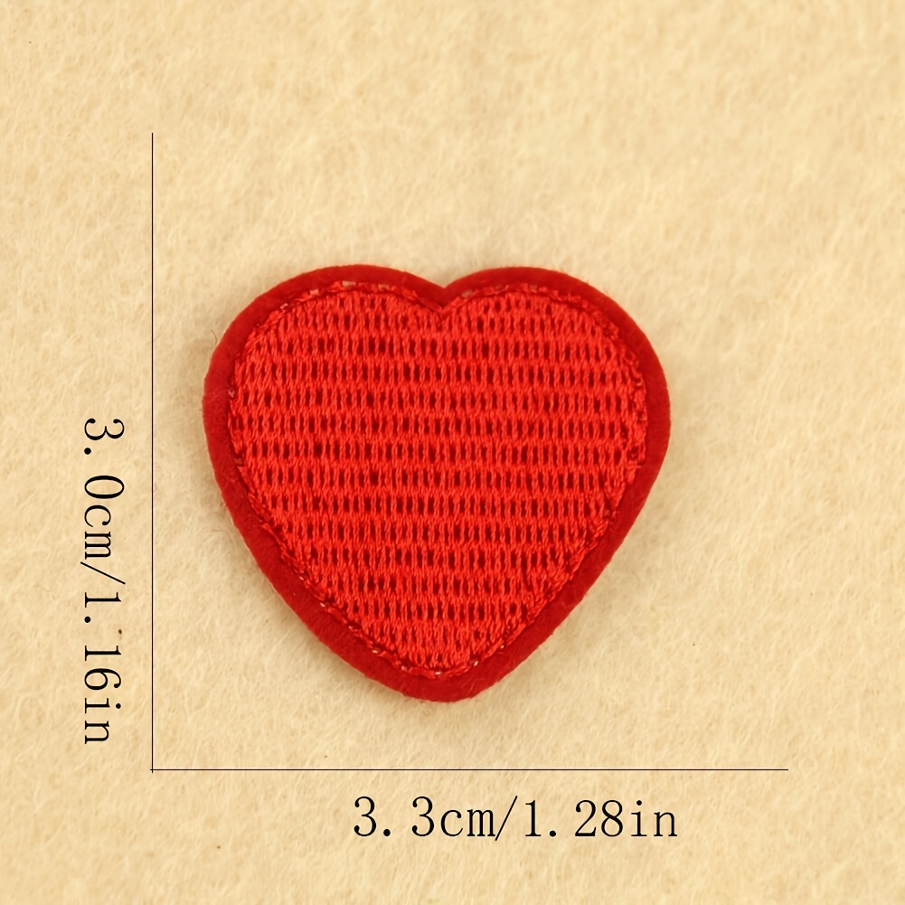 Red Heart Iron on Embroidered Patches: NICEVINYL 40pcs Heart Iron on  Patches for Clothing Repair Small Sew on Cute Embroidery Applique Patch for