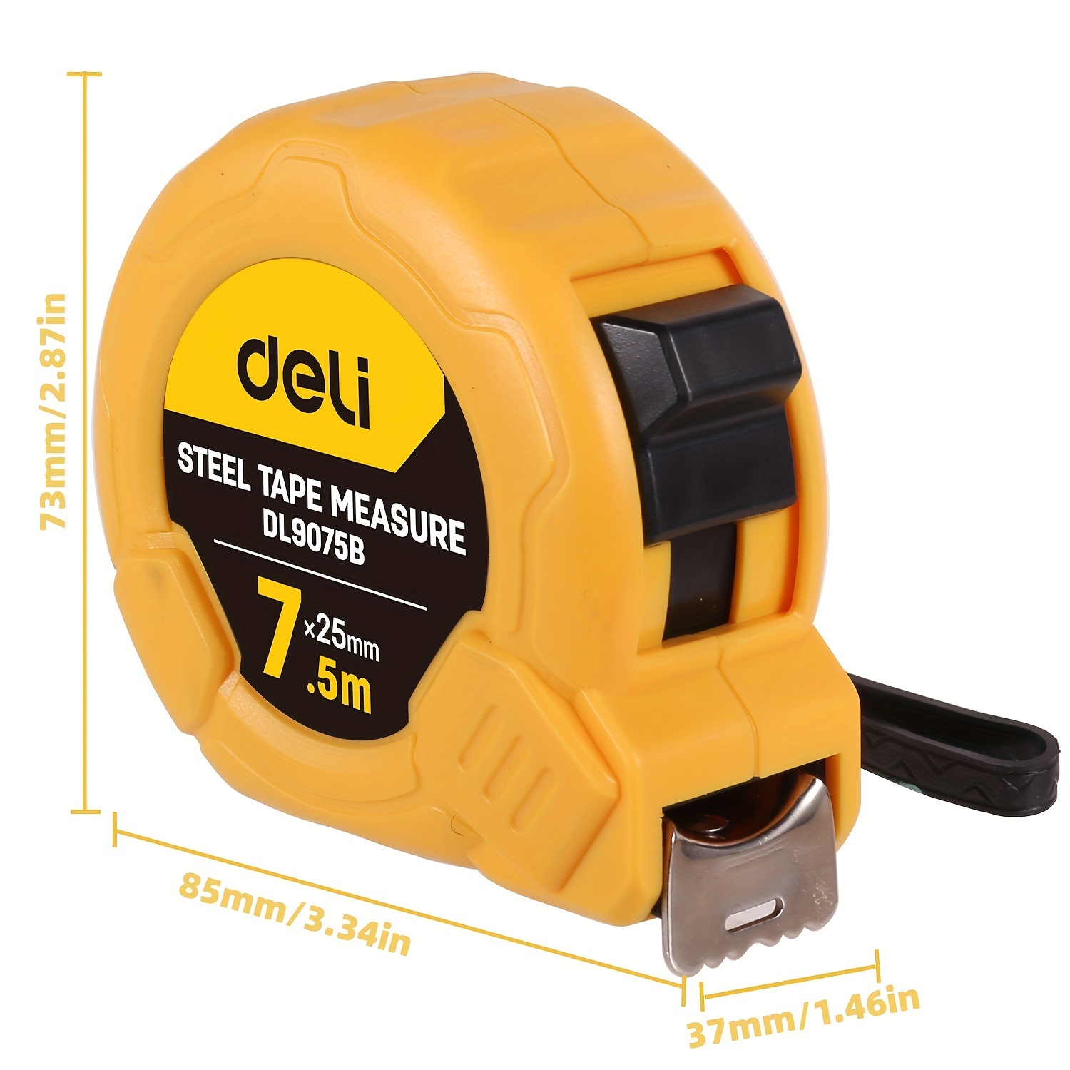 Deli Measuring Tape Measure 25 Ft, Metric, Imperial Measurement Tape,  Retractable, Self-Lock
