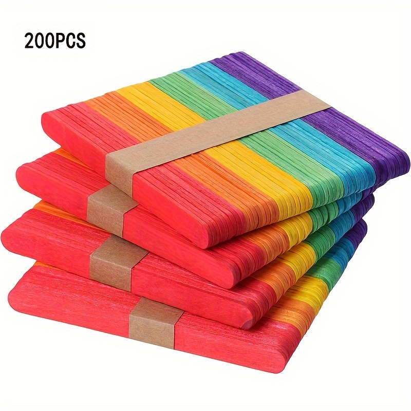 200/100/50 Colorful Popsicle Sticks Wooden Rainbow Color - Temu