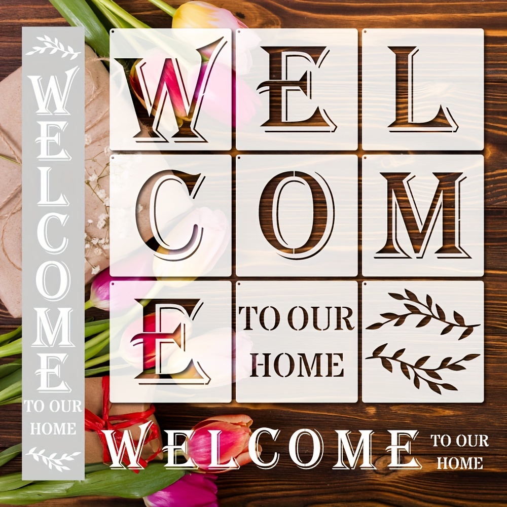 Welcome Stencil,Welcome Stencils for Painting on Wood,Welcome Sign  Stencil,Reusable Welcome Stencil for Wood Sign,Large Stencils for Drawing