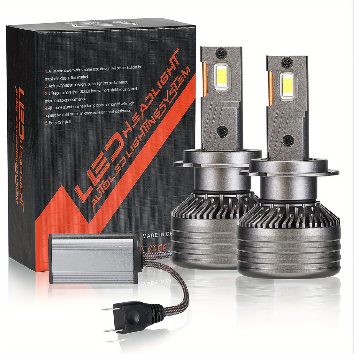  Bombilla LED H7 para faros delanteros de 140 W, 4300 K, H11,  HB3, 9005, HB4 9006, kit de luz LED de doble tubo de cobre compatible con  automóvil de 12 V