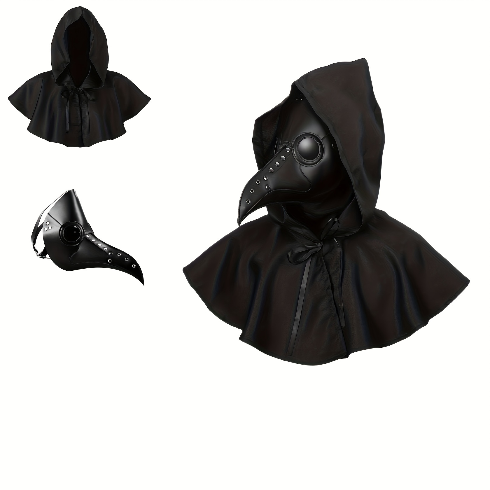 Masque noir de docteur de la peste en cuir synthétique 