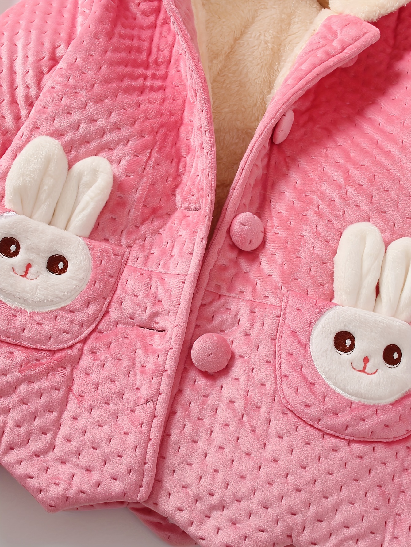 Girls Cute Bunny Ears Design Thermal Fleece Lined Tunic Coat