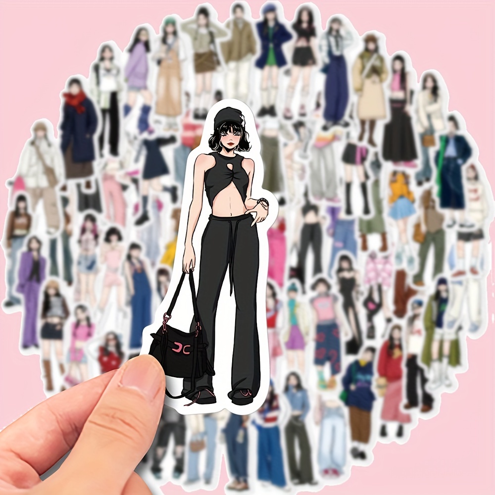 Modern Girl Outfit Sticker Illustration Girl Fashion Wear - Temu