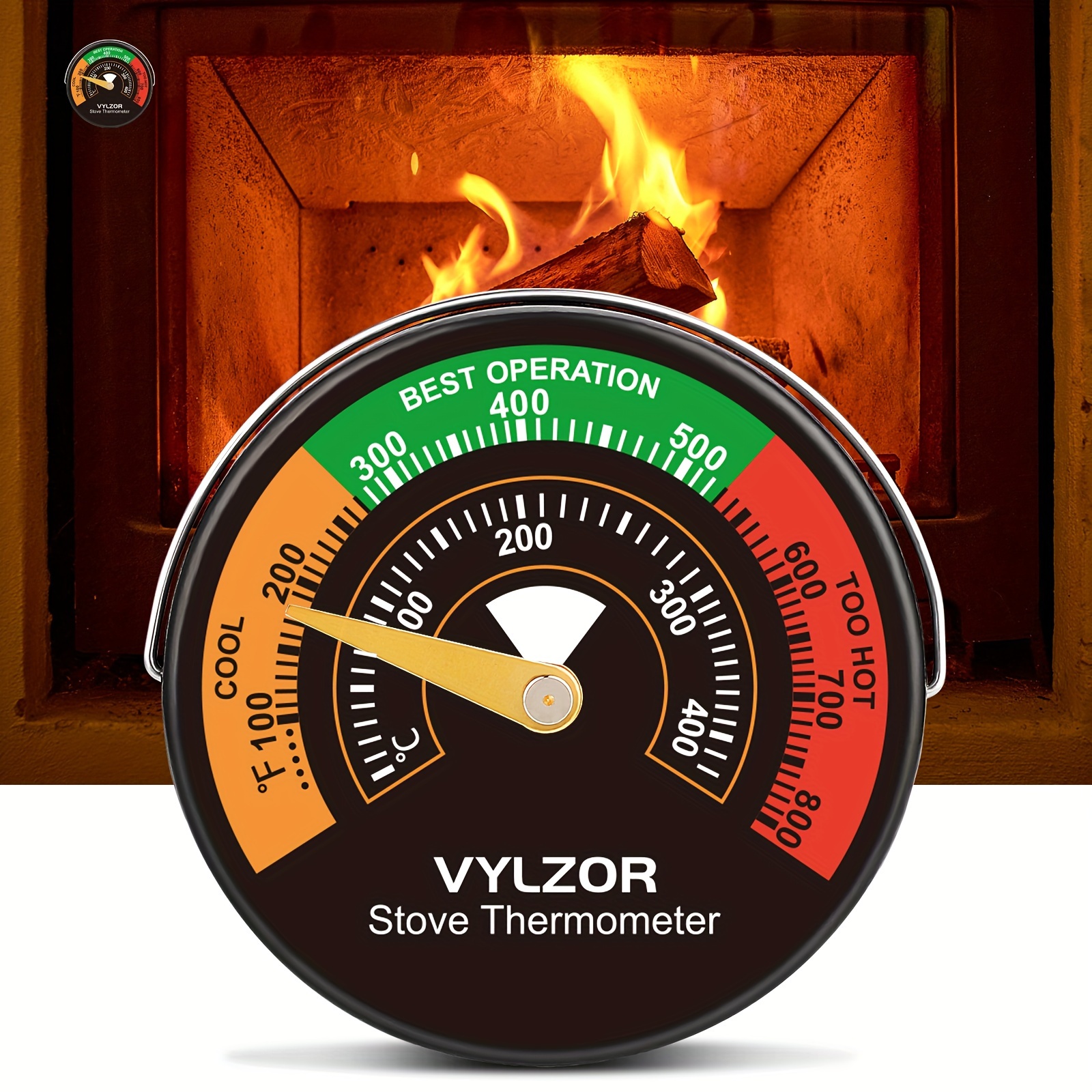 Wood Fireplace Thermometer Oven Stove Temperature Top Thermometer Magnetic  Chimney Flue Pipe Meter For Keeping Your Wood/ Pellet - AliExpress