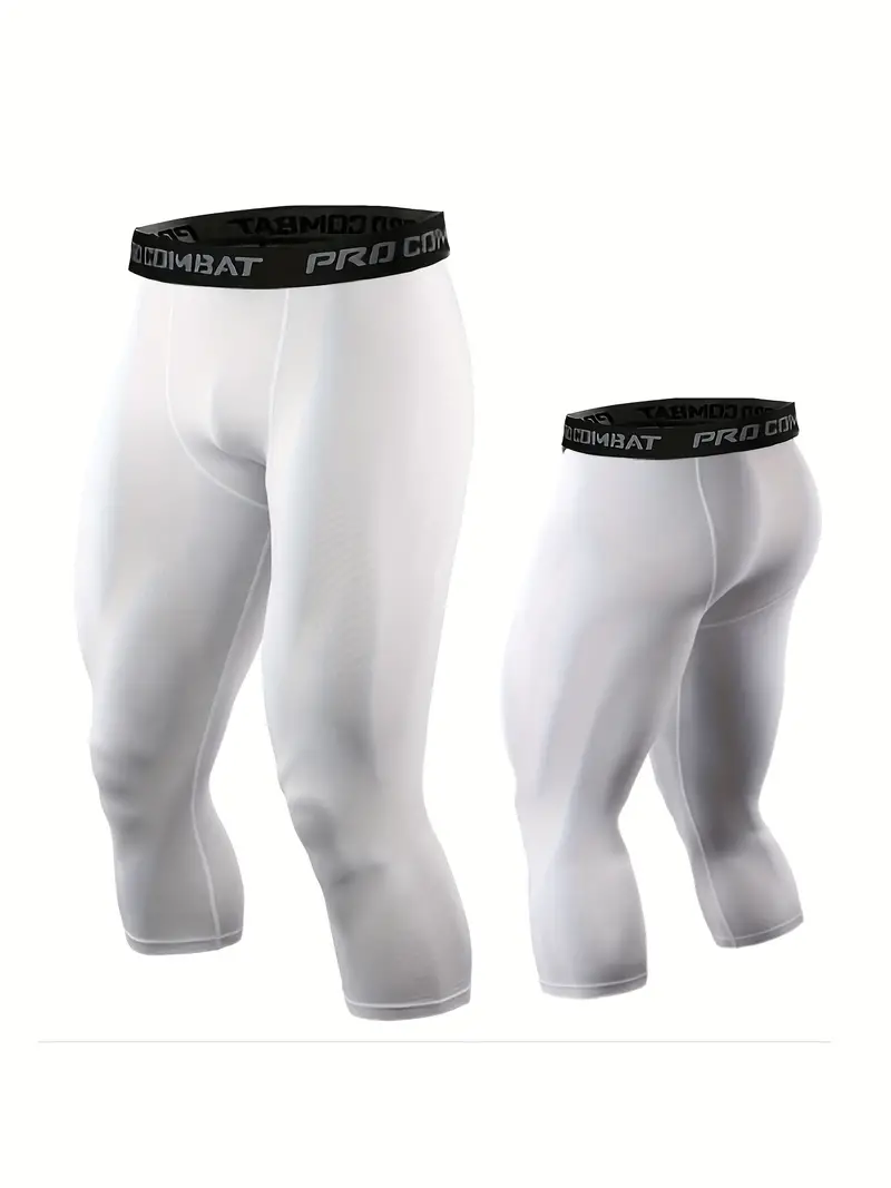 Juiin 3/4 Men's running tights quick dry fitness pants basketball training compression  leggings