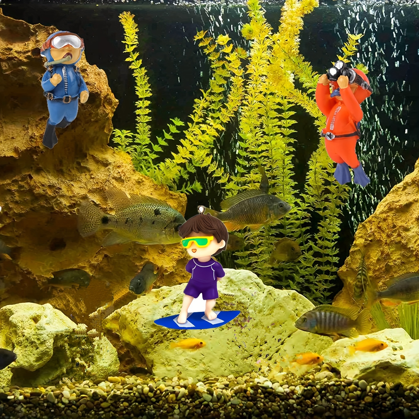 Mini Aquarium Floating Decor Accessories Cute Diver Surf Boy Whale Girl  Anime Figure Decoration Fish Tank Landscaping Ornament - Pet Supplies -  Temu United Arab Emirates