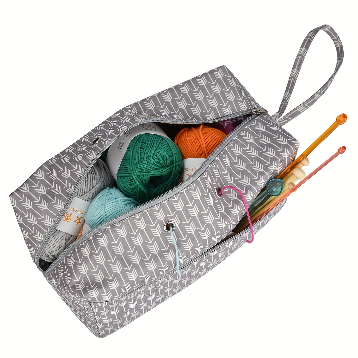 Knitting Tote Bag, Yarn Storage Organizer with Inner Dividers for