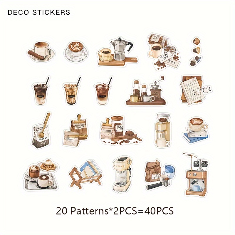 Love Coffee Time Precut Anti-UV Waterproof Decoration Notebook Planner  Stickers Scrapbooking Diary Sticky Paper Flakes (PK012) : Office Products