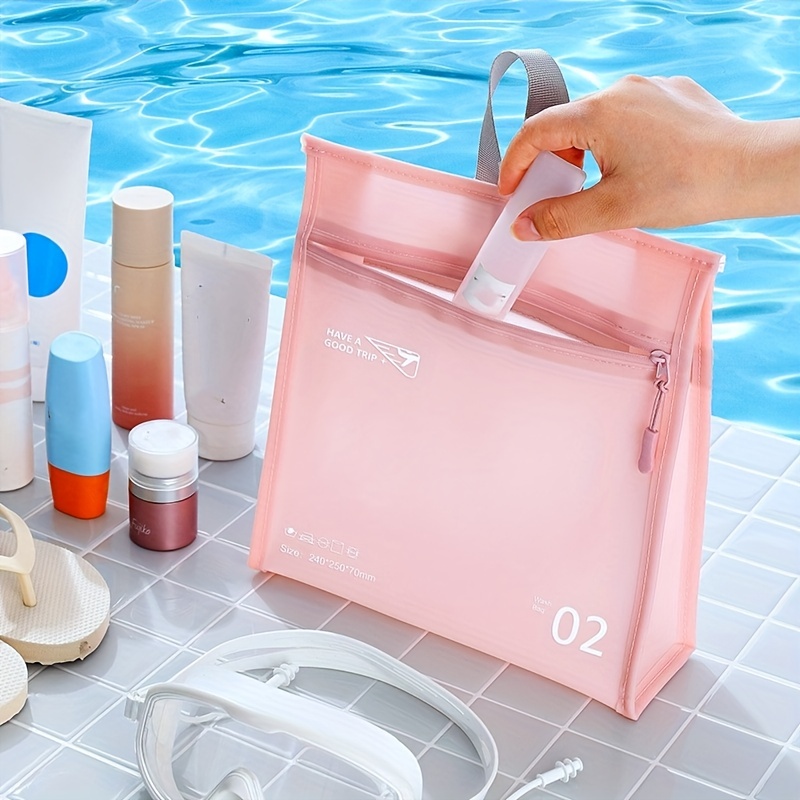 Minimalist Plaid Pattern Cosmetic Bag, Solid Color Zipper Makeup Bag, Travel  Toiletry Wash Bag - Temu Israel