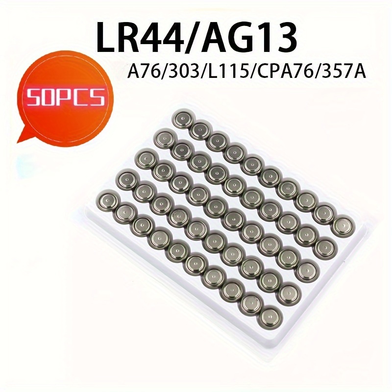 

50pcs Lr44 Battery Button Watches Cell Coin Battery Lr44 Cells Button Batteries Ag13 1.55v For Watch Remote Toys, Apartment Essentials, College Dorm Essentials, Household