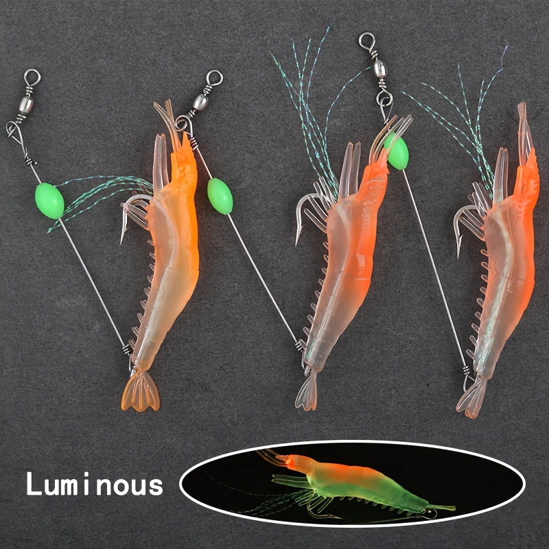Soft Fishing Lure Luminous Shrimp Lure Hook Swivel Beads - Temu