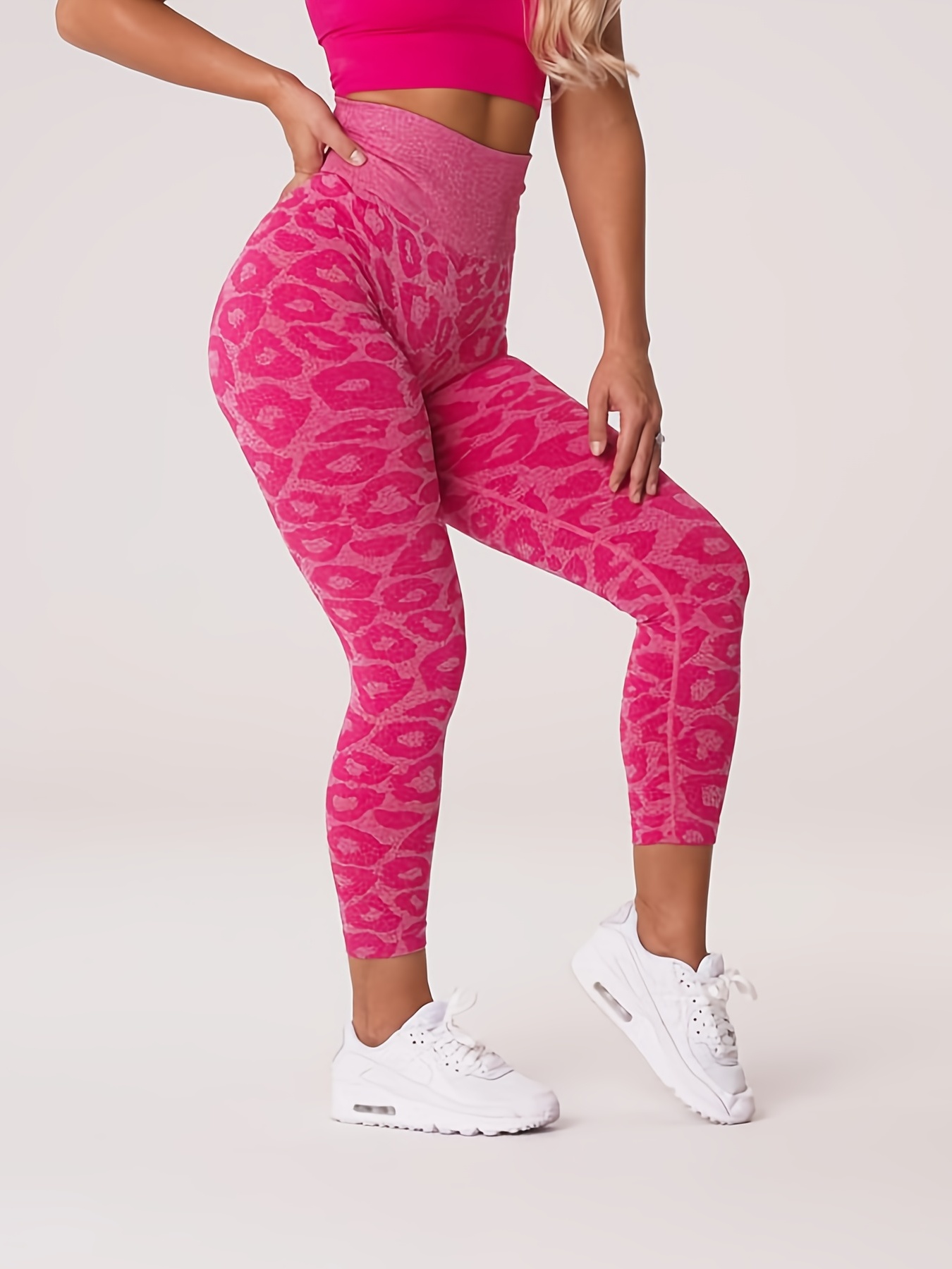 Women's Leopard Print Yoga Leggings Stretchy Slimming - Temu