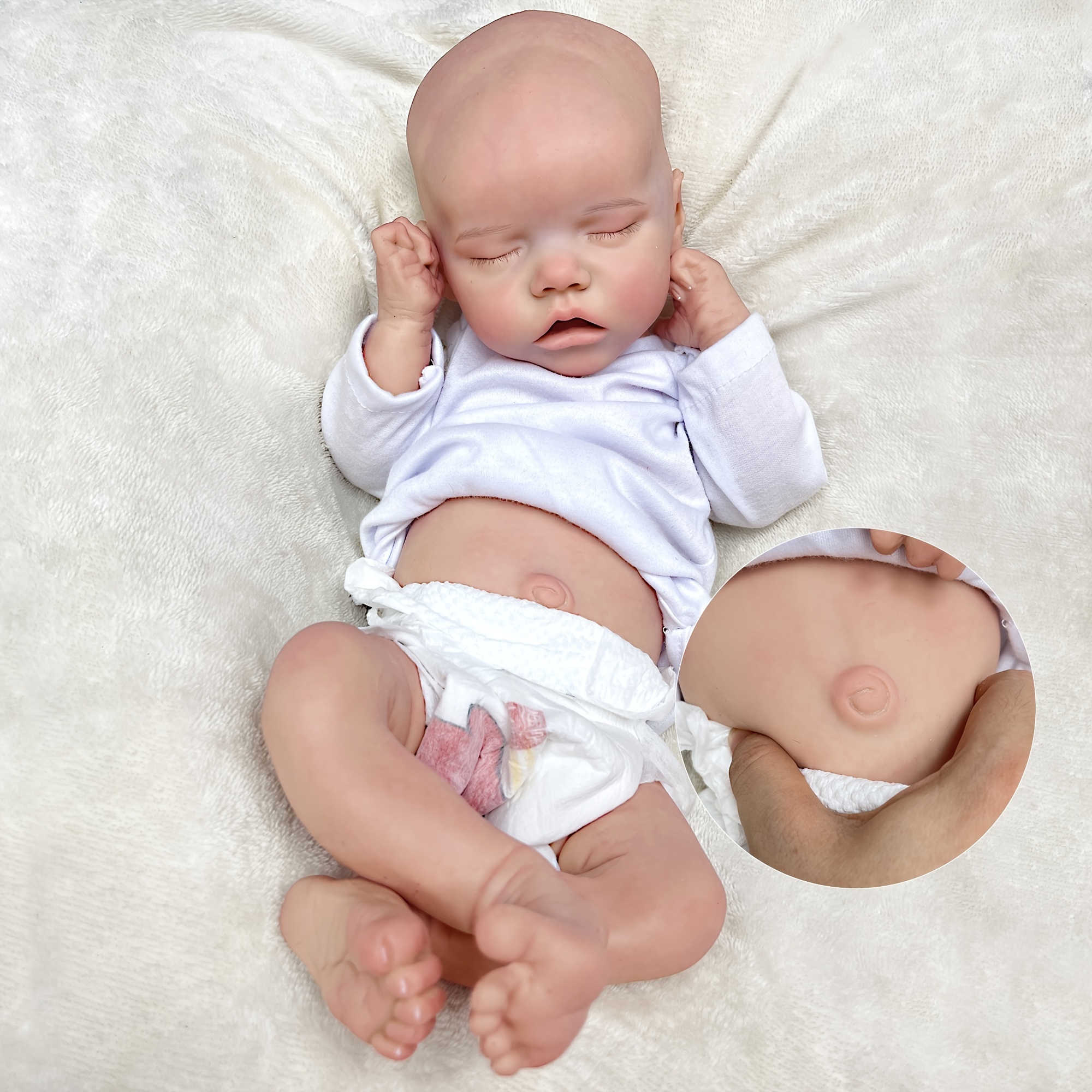 16.54-17.72inch Whole Body Solid Silicone Twins Reborn Girl With Artist Oil  Painted Skin, Soft Platinum Silicone Newborn Baby Doll Can Bath, Reborn Do